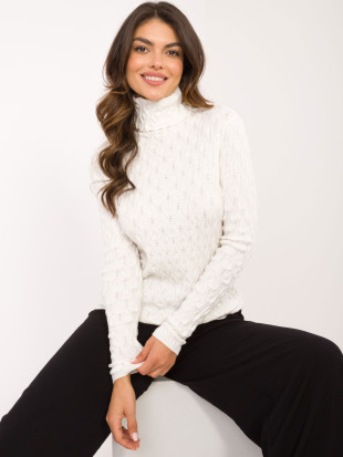 Pulover elegant ecru cu guler