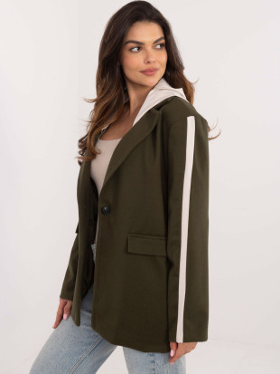 Sacou khaki elegant cu glugă