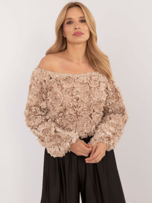 Bluză elegantă bej cu mâneci lungi