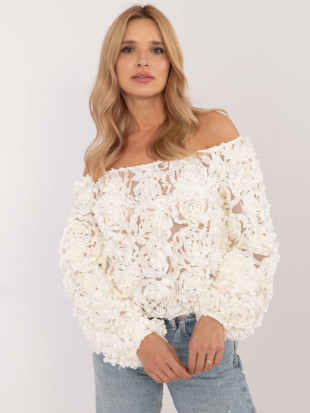 Bluză elegantă cu mâneci lungi în ecru