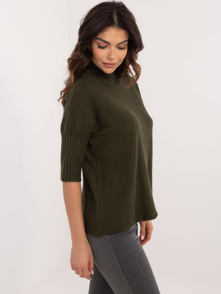 Pulover khaki elegant cu guler