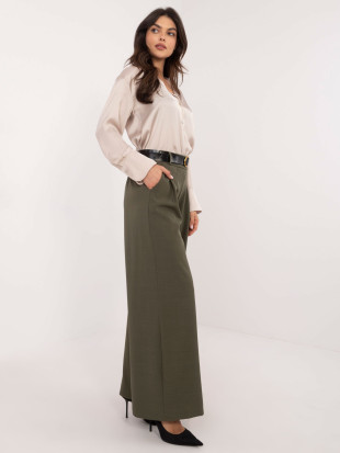 Pantaloni palazzo eleganți în khaki