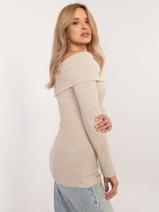 Pulover elegant bej cu mâneci lungi