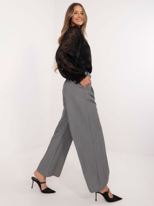 Pantaloni palazzo eleganți în gri închis