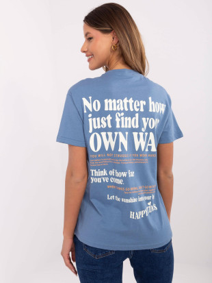 Tricou albastru confortabil cu mânecă scurtă