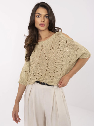 Pulover elegant auriu cu mâneci 3/4