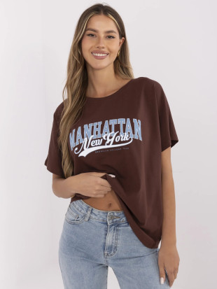Tricou elegant maro cu mânecă scurtă