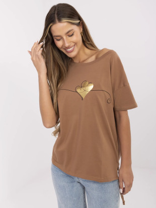 Tricou elegant cu mânecă scurtă în culoare bej
