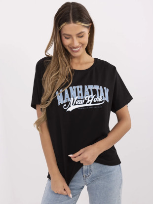 Tricou negru elegant cu mânecă scurtă