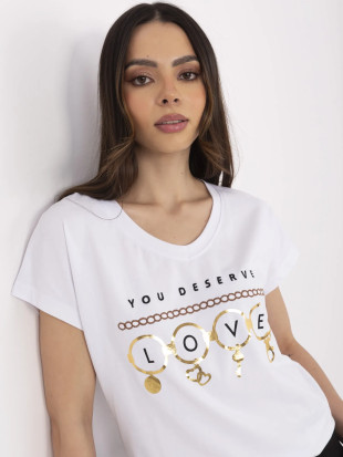 Tricou alb cu mânecă scurtă