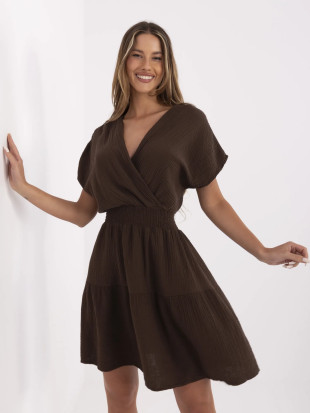 Rochie de vară evazată în culoare maro închis