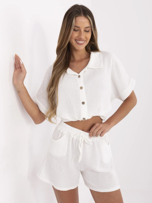 Shorts albi cu talie înaltă