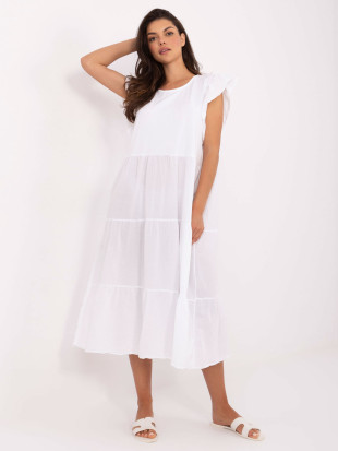 Rochie albă oversize cu volan