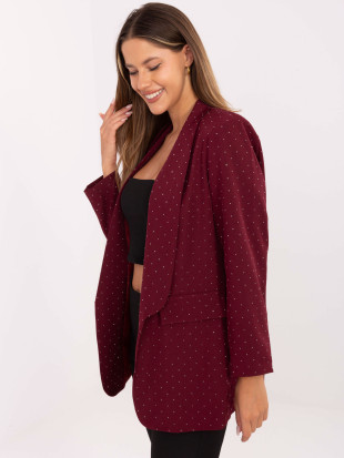 Sacou elegant bordo cu aplicație și căptușeală