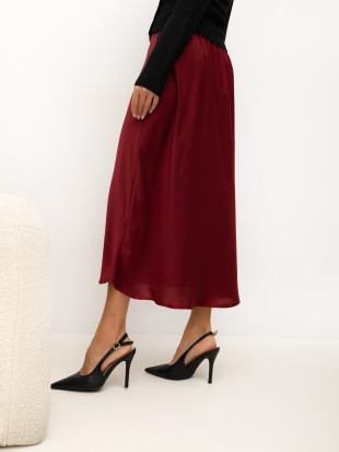 Fustă midi elegantă bordo