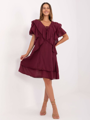 Rochie oversize cu mâneci scurte în culoarea bordó