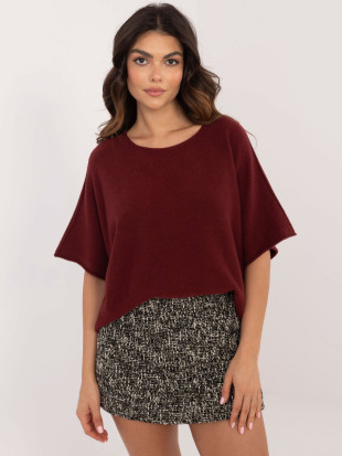 Pulover elegant bordo cu mâneci 3/4