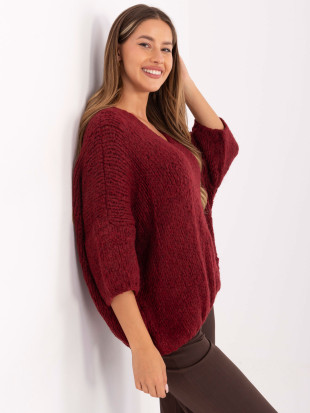 Pulover elegant bordeaux cu mâneci 3/4