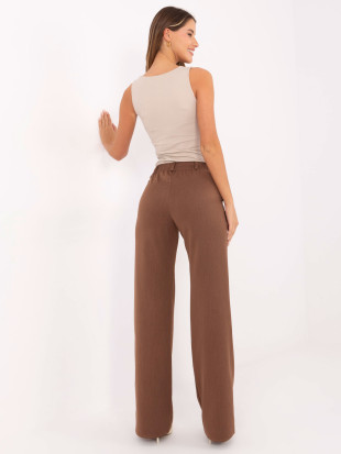 Pantaloni eleganți maro din material cu croială largă