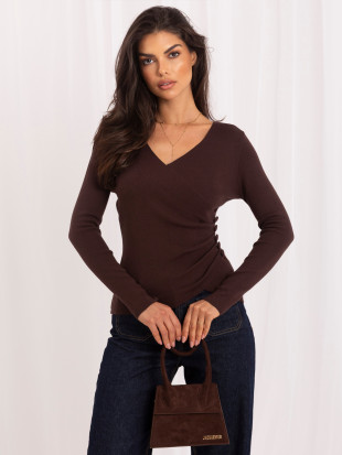 Pulover elegant maro cu decolteu petrecut