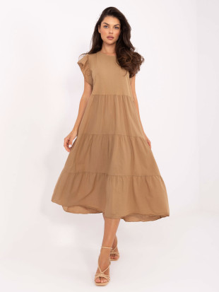 Rochie oversize maro cu volan