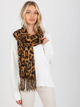 Șal damă maro cu model animalier