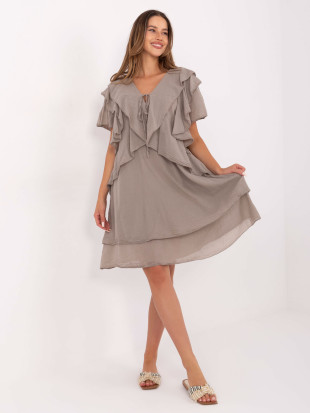 Rochie oversize bej cu mâneci scurte