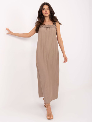 Rochie maxi în culoare bej