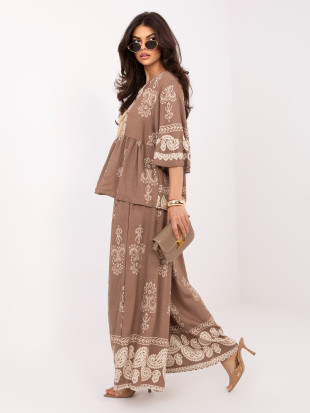 Set bej cu imprimeu și șnur