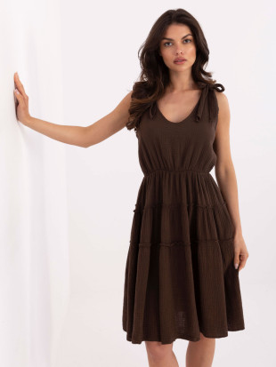 Rochie de vară evazată în culoare maro închis