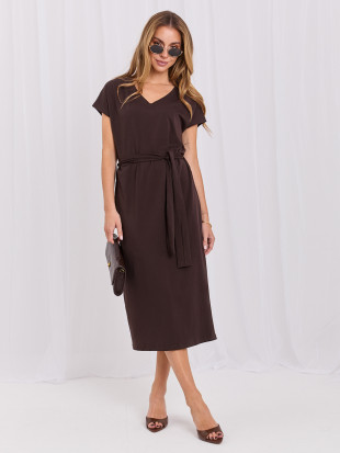 Rochie midi maro cu curea