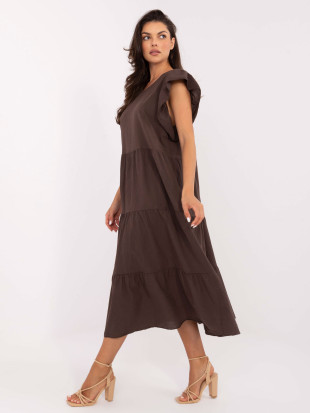 Rochie midi oversize în culoare maro închis