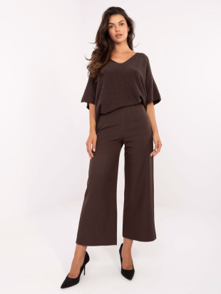 Pantaloni eleganți maro cu talie înaltă