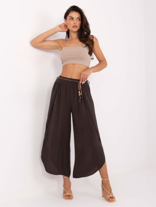 Pantaloni palazzo eleganți în culoare maro închis