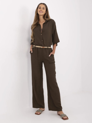 Pantaloni eleganți maro cu talie înaltă