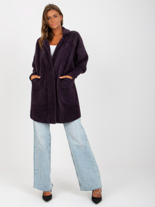 Palton de tranziție din alpaca și lână violet