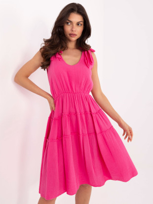 Rochie rozgolită roz cu legătură