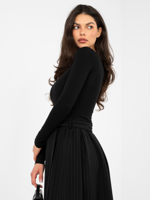 Bluză neagră din bumbac cu mâneci lungi și căptușeală