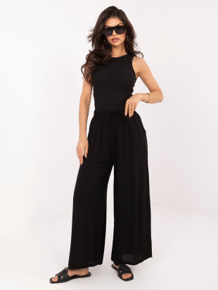 Pantaloni palazzo negri din vâscoză