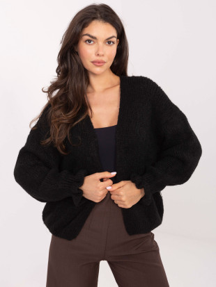 Cardigan negru cu volan