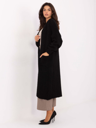 Cardigan lung negru cu buzunare