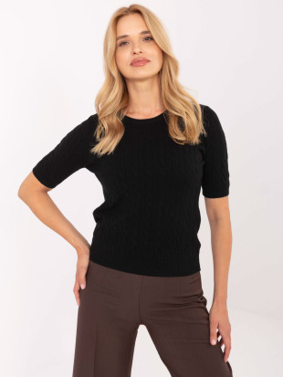 Pulover negru elegant cu mânecă scurtă