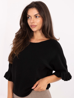 Pulover elegant negru cu mâneci 3/4