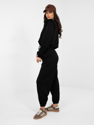 Set negru de damă cu legare și pernuțe la umeri