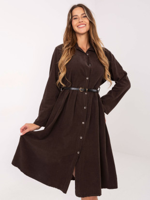 Rochie cămașă midi maro cu curea