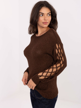 Pulover elegant maro cu decolteu rotund