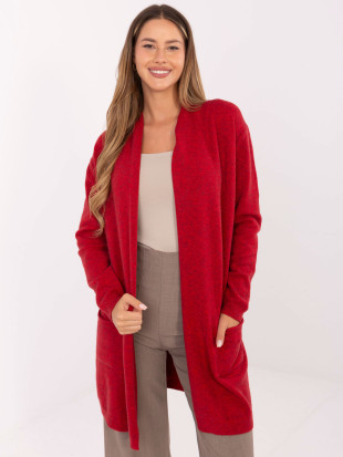 Cardigan roșu cu buzunare