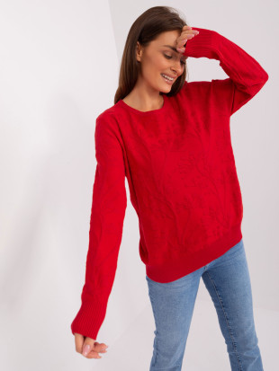 Pulover clasic roșu cu model