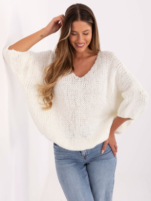 Pulover elegant ecru cu mâneci 3/4