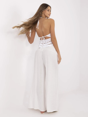 Pantaloni palazzo eleganți în ecru
